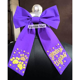 purple beaded hair bow clips for team merchandise and events