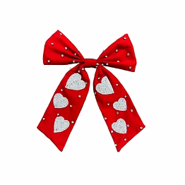 red pearl-embellished velvet bows supplier