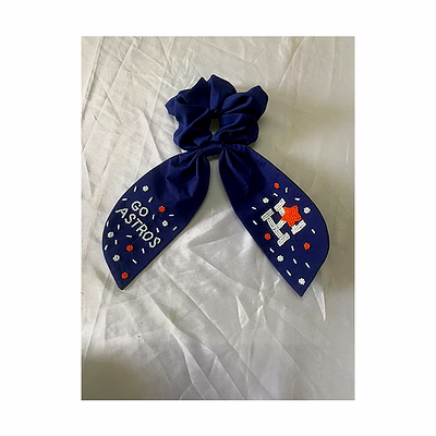 hand-beaded houston astros bows for boutique retailers