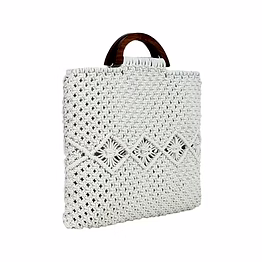 macrame tote with zipper closure for travel collections