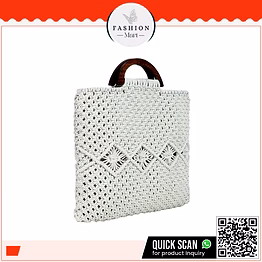 macrame tote bag with wooden handles exporter from india