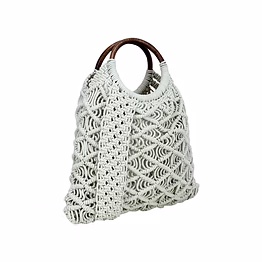 white jute bag with wooden handle for retail accessories