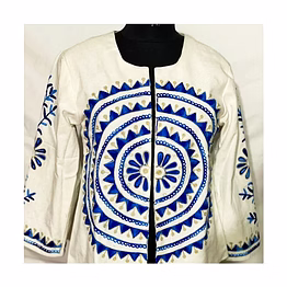 hand-embroidered white suzani jacket supplier