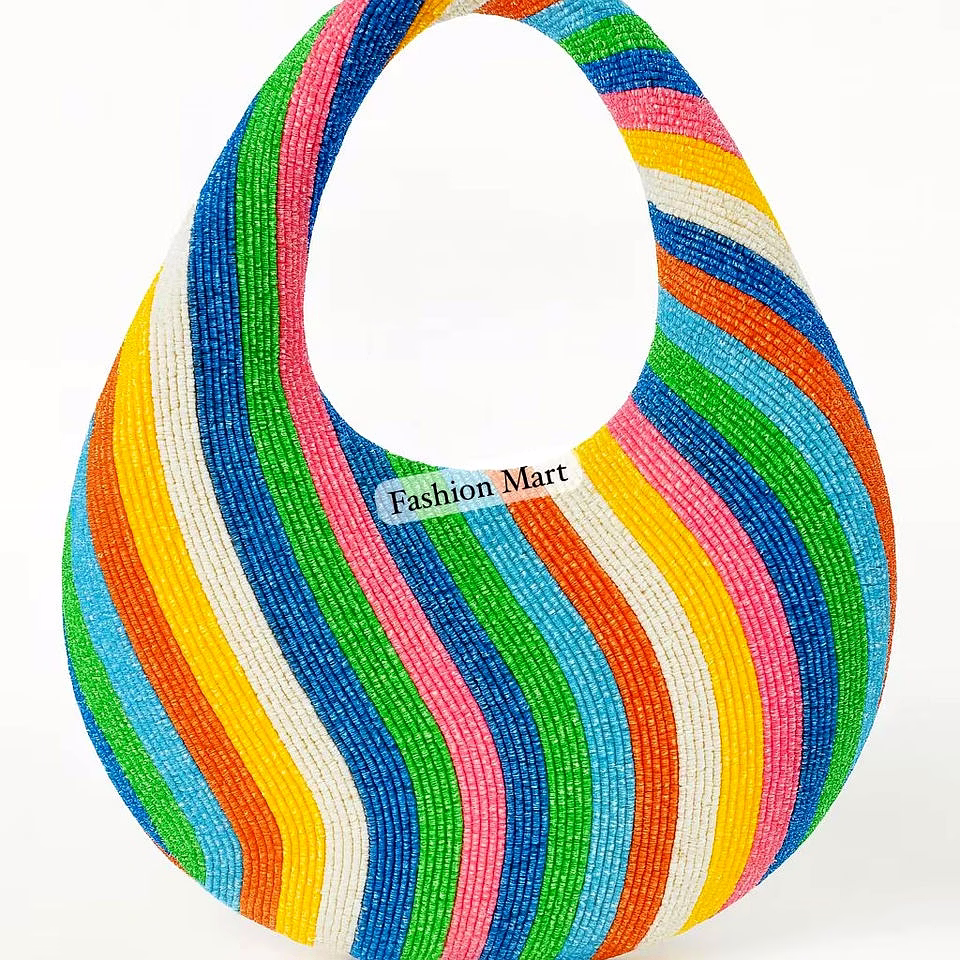 rainbow beaded teardrop tote for fashion accessories
