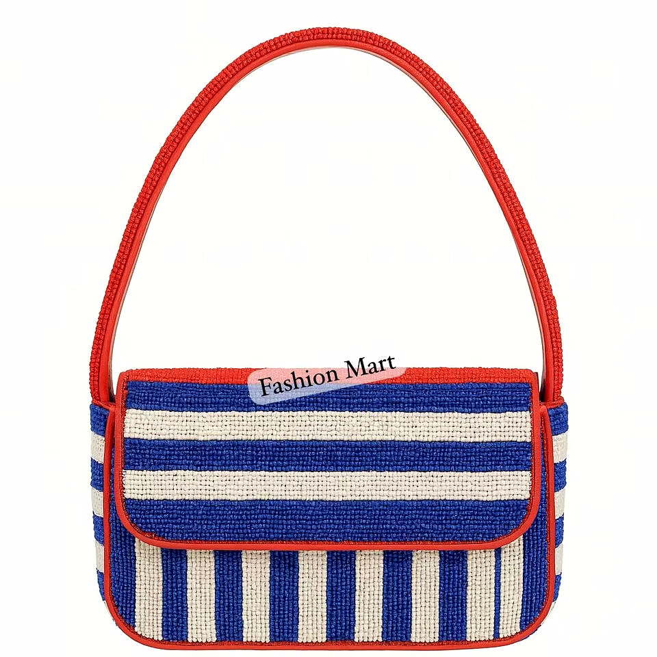 striped red white blue beaded shoulder bag wholesale
