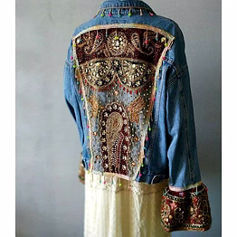 denim patchwork boho jacket for retail stores