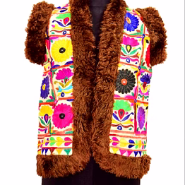 faux-fur beaded bohemian short jacket for boutique collections