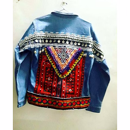 denim boho banjara jacket with patchwork for retail