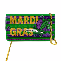 hand-beaded mardi gras clutches for seasonal collections