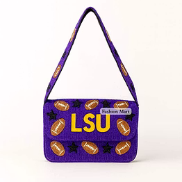 lsu purple and gold hand-beaded shoulder purses for sports retailers