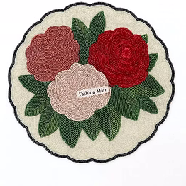 hand-beaded floral placemats for home decor retailers