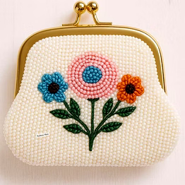 beaded embroidered coin purse wholesale with chain accent