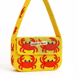 hand-beaded crab tote bags for specialty retail stores