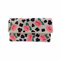 pink roses beaded crossbody bag for fashion accessories