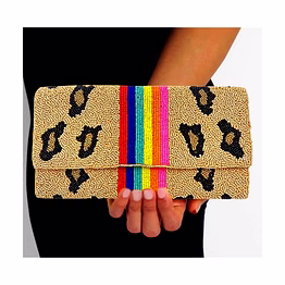 rainbow seed beaded clutch for boutique collections