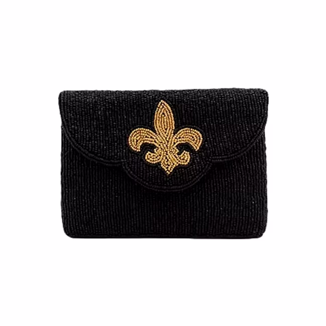 mini black & gold beaded clutch for retail stores