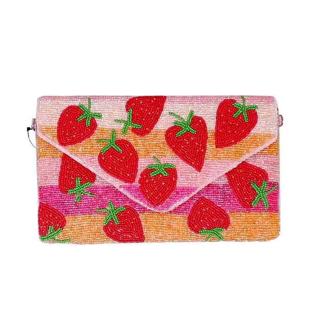 strawberry stripes beaded clutch wholesale