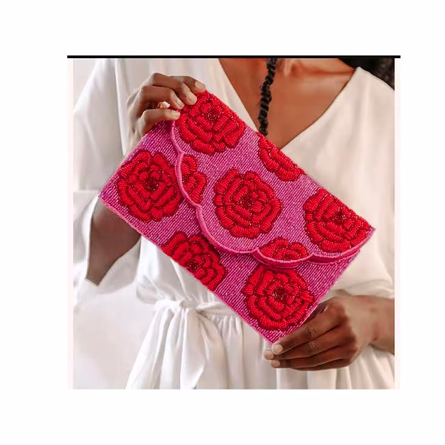 floral seed beaded crossbody bag for retail stores