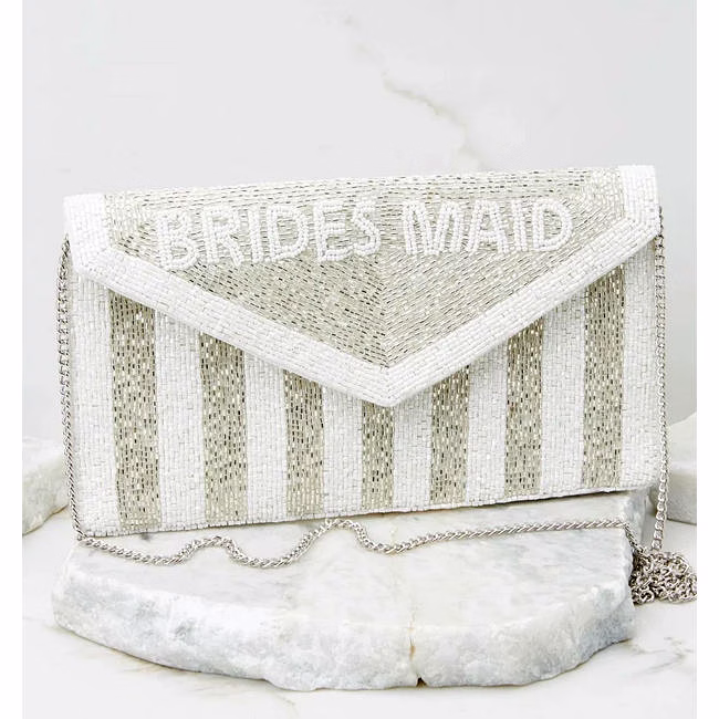 beaded chain-strap clutch for fashion accessories and boutiques