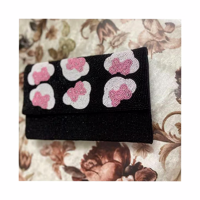 cotton beaded minnie envelope crossbody clutch for kids accessories