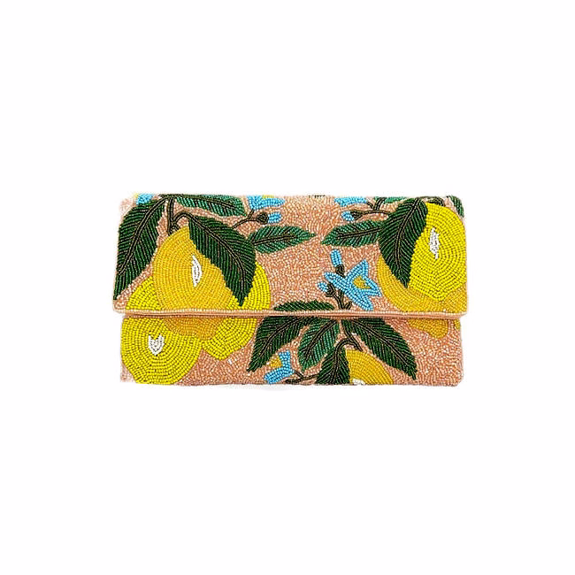 lemon seed-bead crossbody clutch bag wholesale