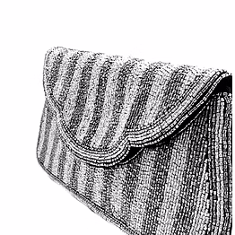 black & silver seed-bead crossbody handbag for boutique collections