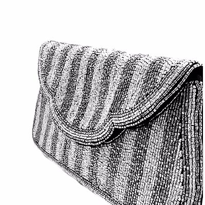 black & silver seed-bead crossbody handbag for boutique collections