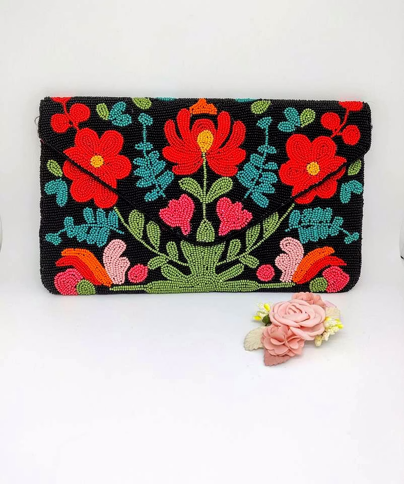 flower beaded crossbody clutch wholesale