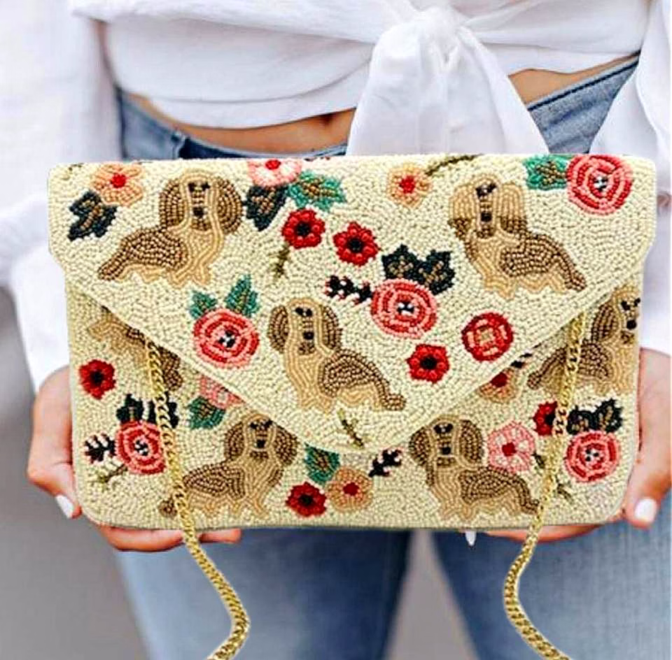 floral beaded crossbody clutch for fashion accessories