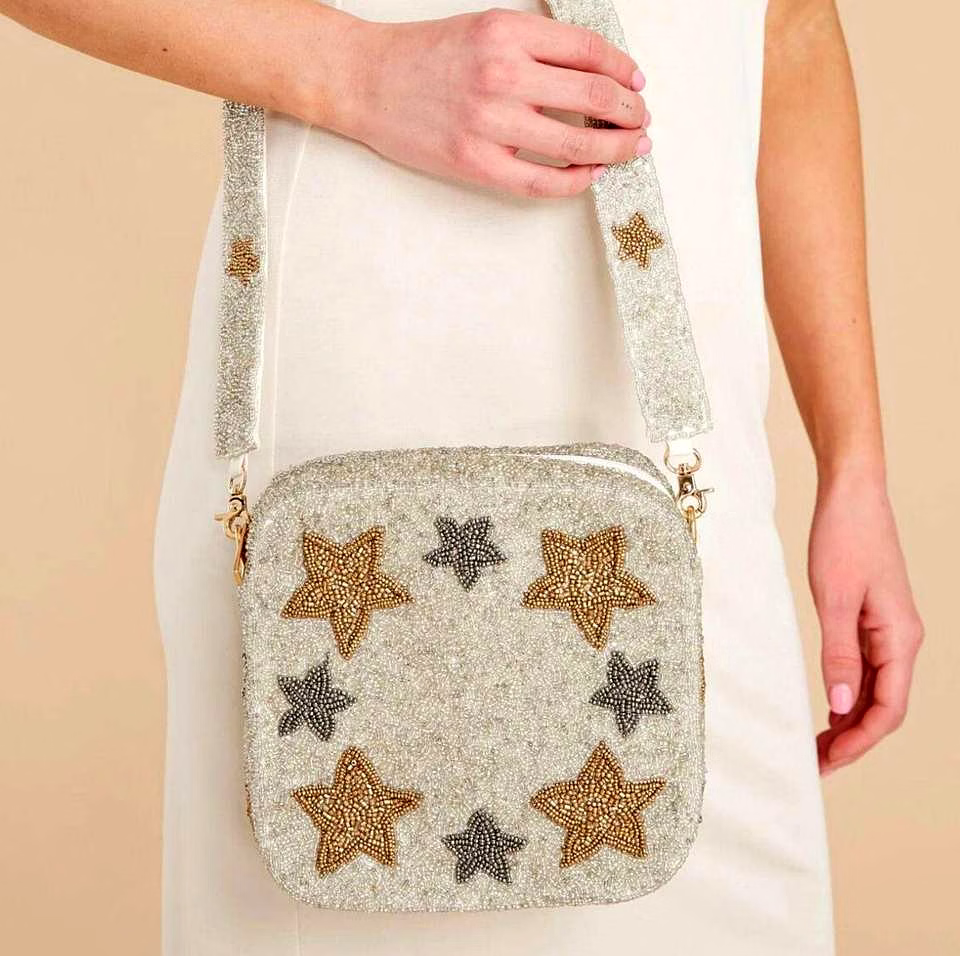 cream star beaded box bag crossbody for retail stores