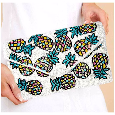 seed-bead pineapple crossbody clutch wholesale orders