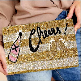 gold and black beaded clutch for retail stores and boutiques