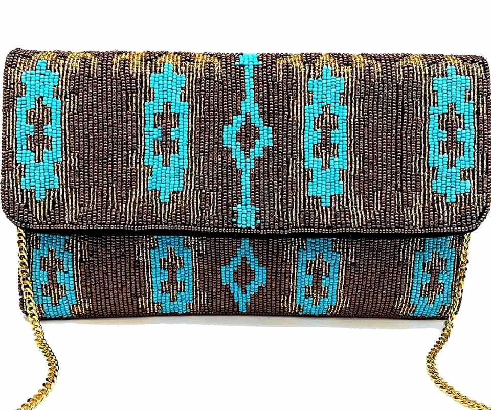 ikat seed-bead crossbody clutch for boutique collections
