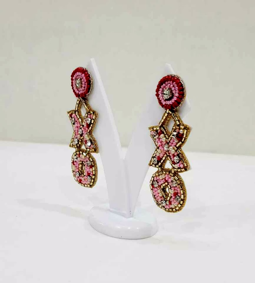 handmade xoxo beaded earrings for boutique accessory lines
