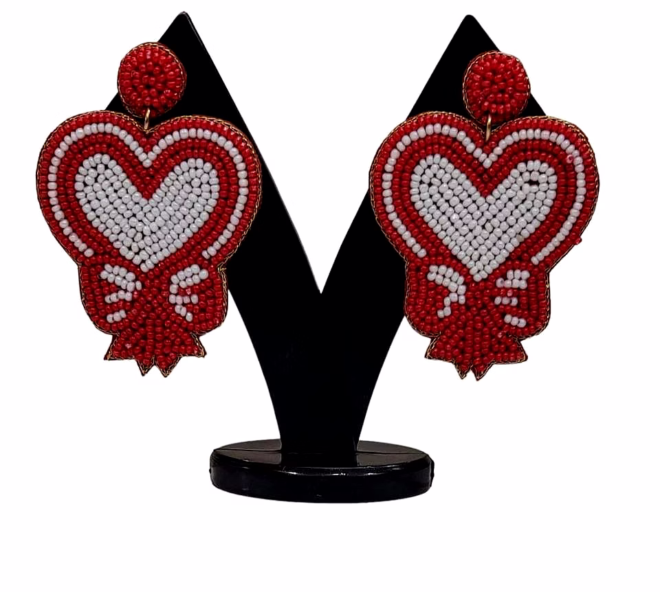 heart beaded earrings for retail gift and occasion collections