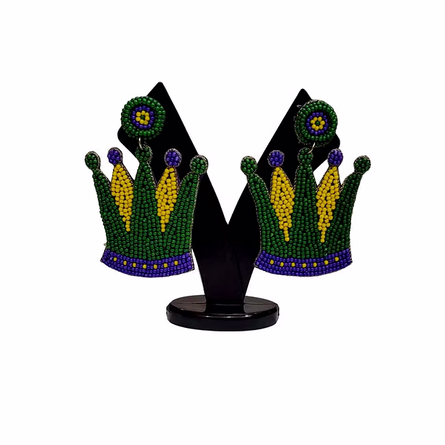 indian seed-beaded mardi gras earrings exporter catalog