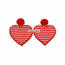 red seed-beaded heart earrings manufacturer offerings
