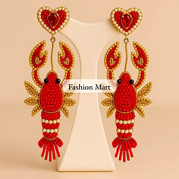 red beaded lobster earrings for boutique collections