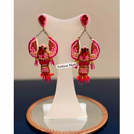 festival red beaded crawfish earrings wholesale collections