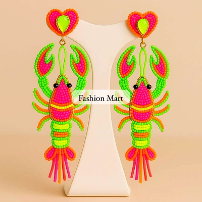 artisan beaded crawfish earrings for boutique jewelry lines