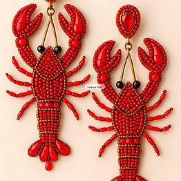 red gold beaded crawfish earrings wholesale