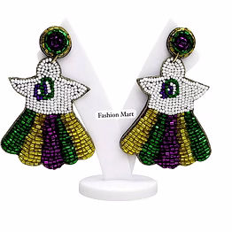 purple green gold beaded earrings for festival collections