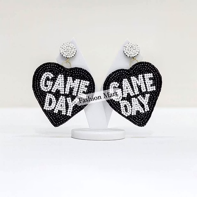 hand beaded statement game day earrings supplier
