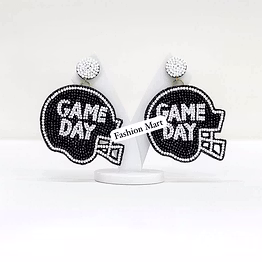 hand beaded heart-shaped gameday earrings for retail stores