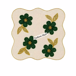 artisan beaded placemats black & green for retail stores