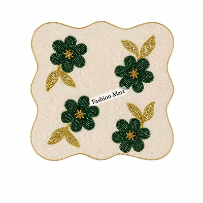 artisan beaded placemats black & green for retail stores
