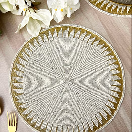 beaded gold placemat centrepiece for retail store assortments