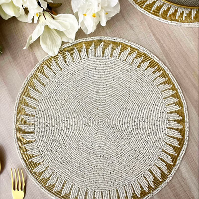 beaded gold placemat centrepiece for retail store assortments