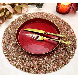 beaded gold placemat centrepiece for boutique collections