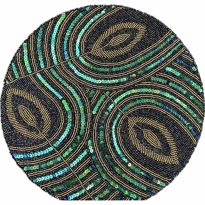 peacock beaded placemats for gift and home retail stores